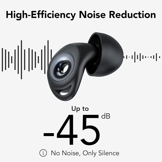 Ear plugs for Sleeping,Noise Cancelling Silicone Earplugs,45 dB,Soft and Reusable,Hearing Protection with 8 Earpieces in 4 Sizes(XS/S/M/L),Carrying bag,for Concert,Sleeping,Working,Studying,Travelling