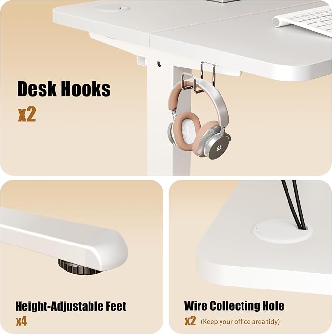 Small Standing Desk, 32"x24" Height Adjustable Sit-Stand Home Office, White | Electric Adjustable Standing Desk, Sit to Stand Computer Office Desk with Splice Board, Memory Preset, Lifts 28.7''-46.5"