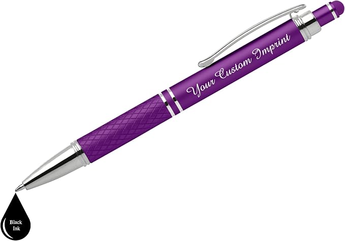 Custom Engraved Personalized Pen Gift Set - 2 Pack of Soft Touch Metal Ballpoint Pens with Gripper & Gift Box - Luxury Customized Pens with Name (Purple-Teal)