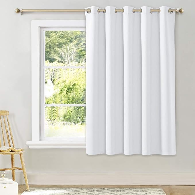 NICETOWN Window Curtain for Bedroom - (Pure White Color) 70 inches Width x 63 inches Length, 1 Panel, Window Treatment Grommet Kitchen Drape for Doors