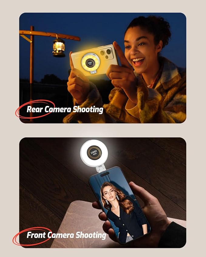 Magnetic Portable Selfie Light for iPhone - Phone Ring Light Rechargeable for Camera Picture Make up Photos Video Conferences LED Selfie Ring Fill Light TikTok/Zoom Calls/Video Conference