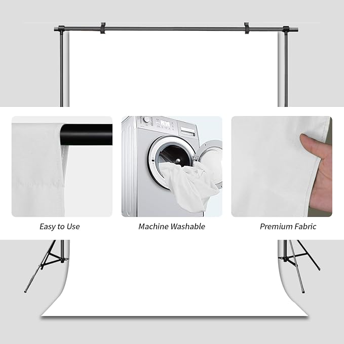 White Backdrop Background for Photography Photo Booth Backdrop for Photoshoot Background Screen Video Recording Parties Curtain 10x20FT