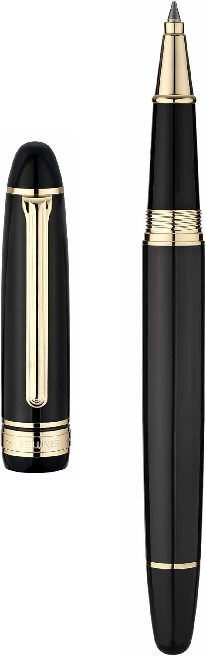 BEILUNER 319 Piano Black Lacquer Rollerball - Stunning Luxury Pen with 24K Gold, Heavy, Schneider Black Ink Refill, Best Gift Set for Men & Women, Professional, Executive Office, Fancy Classic Pens
