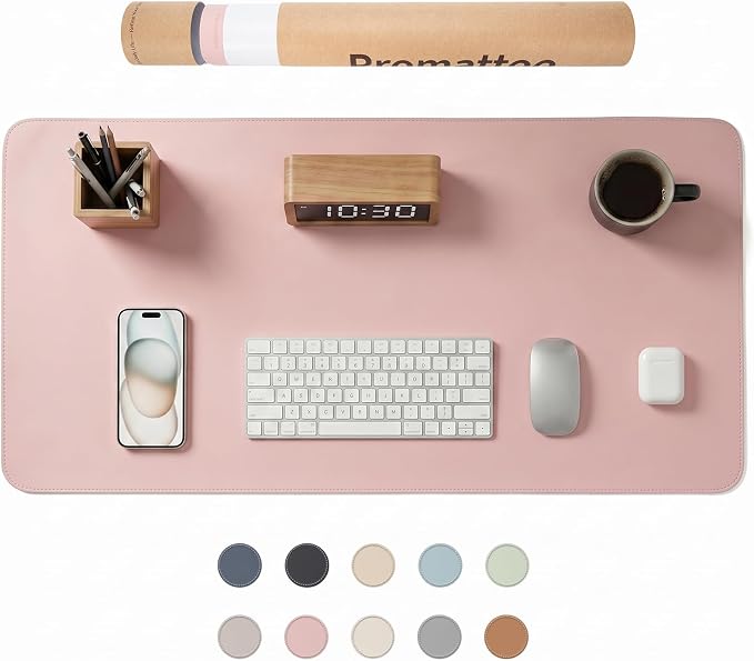 Large Desk Pad Non-Slip Desk Mat Protector for Keyboard Mouse Waterproof Vegan Leather Surface Faux Leather Laptop Mat Smooth Mouse Pad Premium Gift Tube Sakura Pink 31.5" x 15.7"