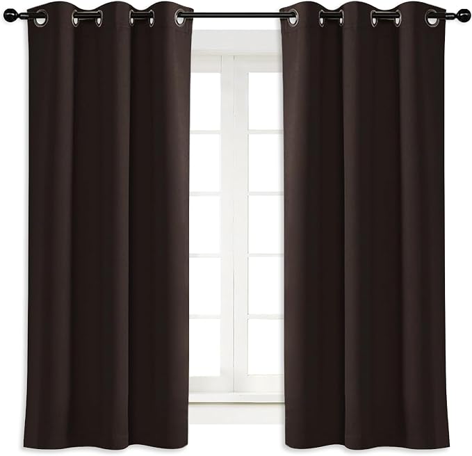 NICETOWN Blackout Curtain Blind for Bedroom, Single Panel, W42 x L45 inches, Toffee Brown, Thermal Insulated Grommet Blackout Room Darkening Drape/Drapery