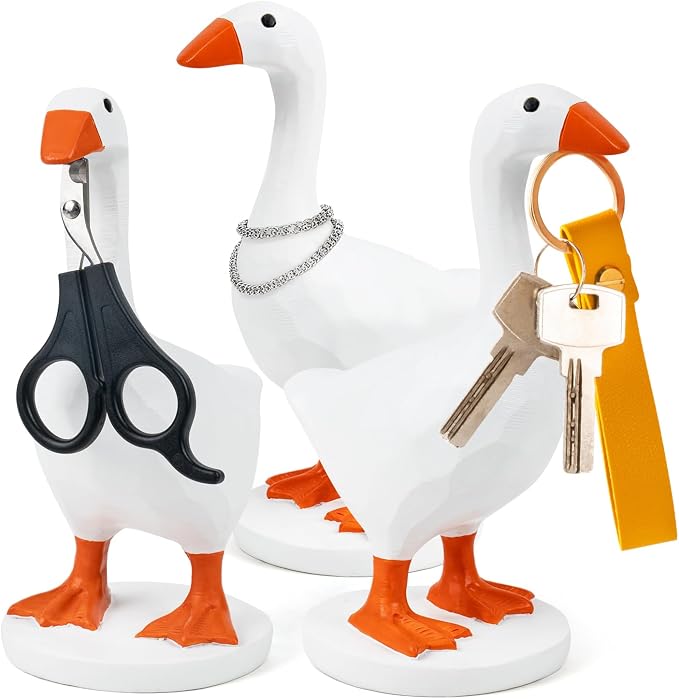 Magnetic Desk Goose 7.5 Inch Cute Office Decor with Strong Magnet | 7.5 in resin goose decor. Strong magnet can hold heavy keys.Weighted base for improved stability.