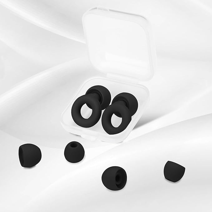 Lonyanl，Ear Plugs for Sleeping Noise Cancelling，Reusable, Improve Rest, Washable, Silicone, Travel, Focus on Learning & Enhance deep Sleep Duration (Black, One Size)