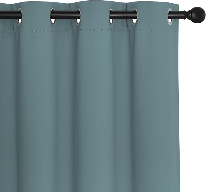 NICETOWN Bedroom Curtain Room Darkening Drapery 102 inches Length - Home Fashion Thermal Insulated Grommet Room Darkening Curtain for Living Room (Greyish Blue, 1 Panel, 52 x 102 inches)