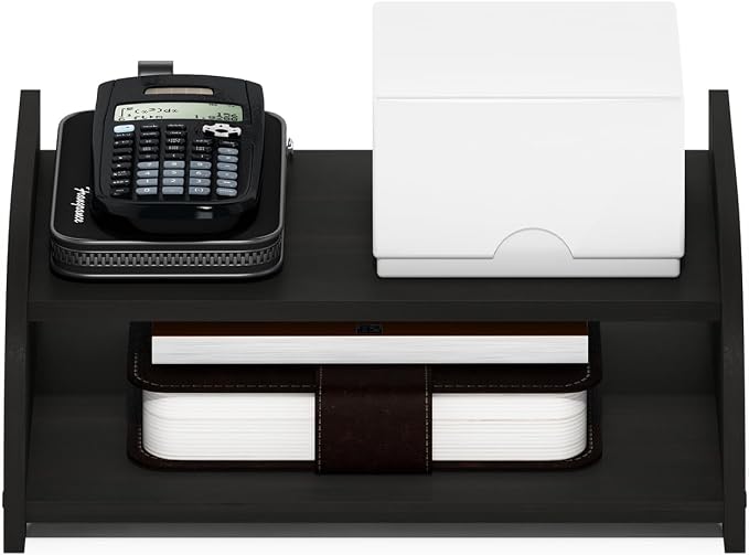 Furinno Classic Desk Organizers and Accessories, 2-Tier Monitor Riser, Office Organization, Desk Top Book Shelf, for Office Supplies, Office Desk Utility, Dark Espresso
