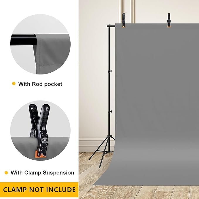 CPLIRIS Grey Backdrop for Photography, 10x20ft Gray Photo Backdrop Pure Polyester Grey Screen Curtain for Photoshoot