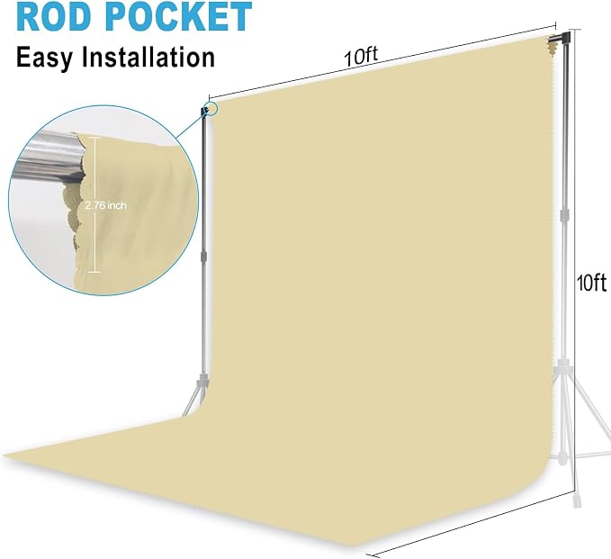 Tan Backdrop for Photoshoot Professional Photo Backdrop Background Curtain for Product Photography Portraits Wedding Party Live Streaming Video Recording 10X10 FT