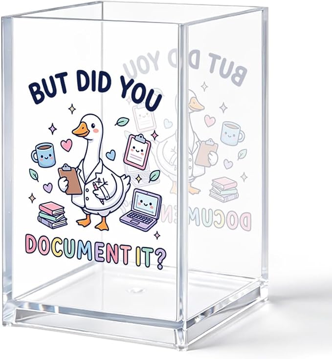 But Did You Document It Acrylic Desk Organizer Box, Funny Silly Goose Pen Pencil Holder for Doctor Nurse, Office Supplies Desk Accessories for Silly Goose Lovers, Nursing Gifts for Coworker RN