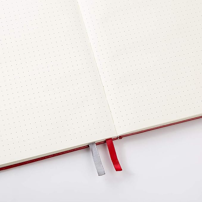 Guissi Classic Dotted Grid Bullet Notebook Journal Dot Hard Cover A5 Premium 80gsm Thick Acid-Free Paper with Fine Inner Pocket Faux Leather Office School Supplies 144 Pages Designed in Florence
