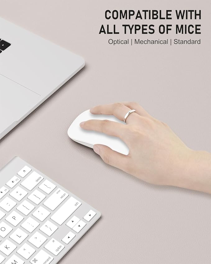 Desk Pad, 30" x 14" PU Leather Non-Slip Desk Mat Large Mouse Pad for Desktop, Waterproof Laptop Computer Writing Mat for Office, Home, Work, Gaming, Beige Gray