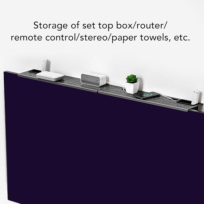 TV Top Shelf Adjustable Monitor Floating Shelf with 2 Storage Boxes Computer Monitor Shelf Hollow Design for Space Saving