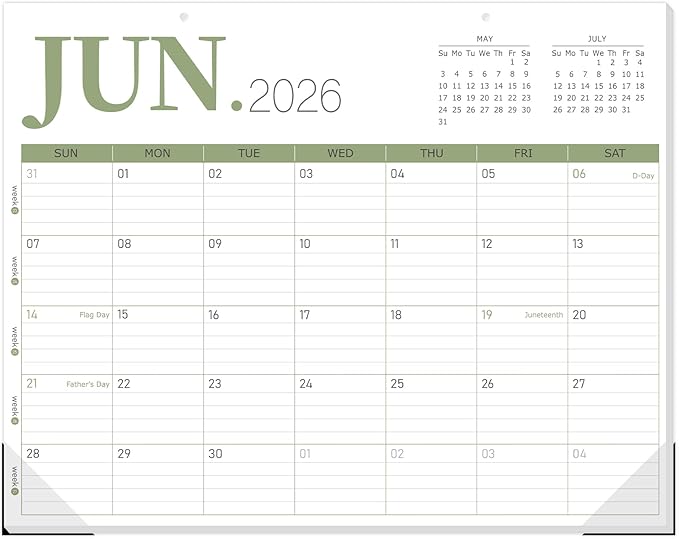 GuassLee Desk Calendar 2026, 19-Month Academic Hanging Desk/Wall Calendar From 2026 Jun-2027 Dec, 14" X 11" Monthly Planner with Thick Paper For Office Home School Desk Organizing