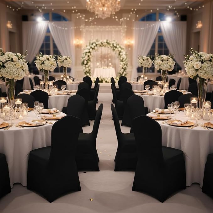 Spandex Dining Chair Cover Covers Slipcover for Wedding Decoration (Black) | chair slipcovers Seat Cover banquet party dining room decoration forros para sillas de comedor