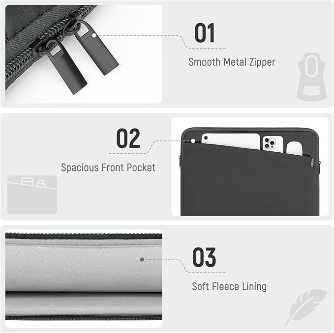 14 15 Inch Laptop Sleeve Durable Protective Case Slim Padded Laptop Case with Front Pocket Compatible with 15 16 Inch MacBook Air MacBook Pro HP, Dell, Lenovo Grey