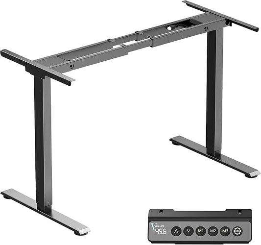 Dual Motor Standing Desk Frame, Height Adjustable Electric Desk Frame (27.5"–46.5"), 160 lbs Capacity, Quiet Sit Stand Desk with Memory Controller, Home Office Desk Frame Black