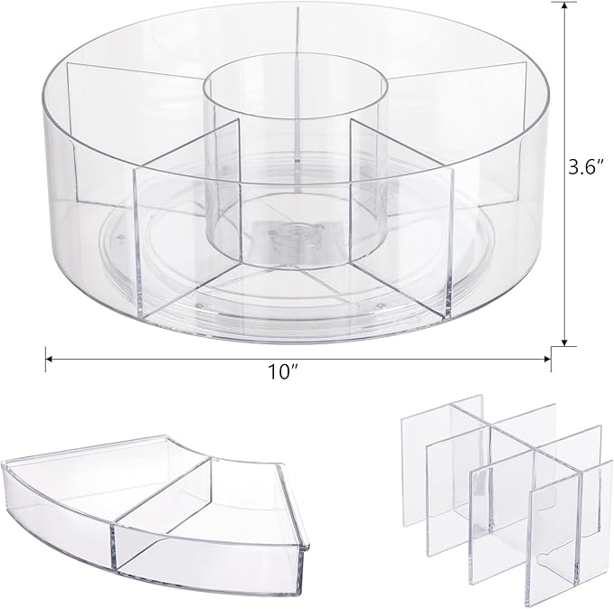 Acrylic Pen Marker Organizer for Desk, 360-Degree Rotating Pencil Holder Crayon Art Supplies Storage Organizer, 6 Slots Clear Large Capcaity Spinning Caddy for Home Office School Kids