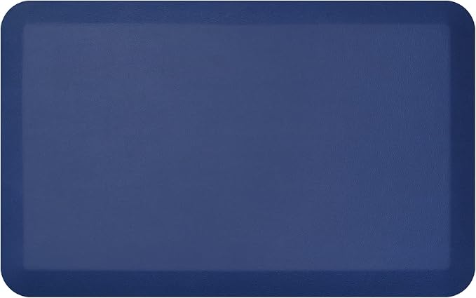 NewLife by GelPro Anti-Fatigue Designer Comfort Kitchen Floor Mat, 20x32”, Leather Grain Navy Stain Resistant Surface with 3/4” Thick Ergo-Foam Core for Health and Wellness
