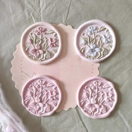 7Pcs Rose Flower Wax Seal Stamp Head with Wooden Handle Wax Stamp Seal Kit Tulip Orchid Floral Stamps Heads for Letter Sealing Seals Stamps for Wedding Invitations Envelopes Decoration Gift Wrapping