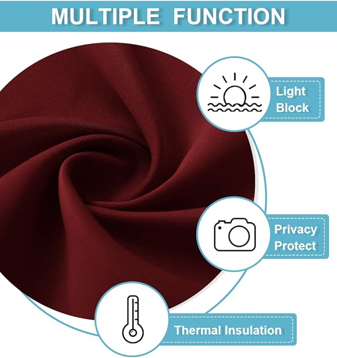 RYB HOME Privacy Curtain for Sliding Glass Door, Light Block Noise Reduce Insulated Curtain Screen Ceiling to Floor for Locker Room Basement Bedroom Closet, 100 inch Wide x 90 inch Long, Burgundy Red