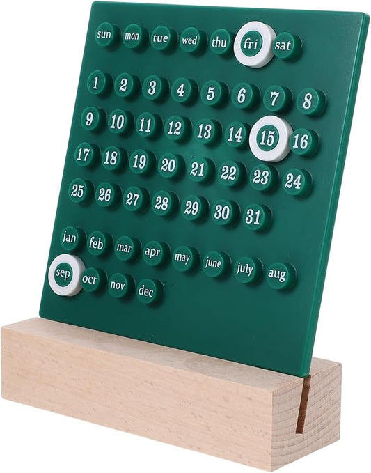Kawaii Perpetual Desk Calendar with Date Display Cute Acrylic Home Office Decoration Manual Flip Calendar for Teachers and Classroom Decor Green