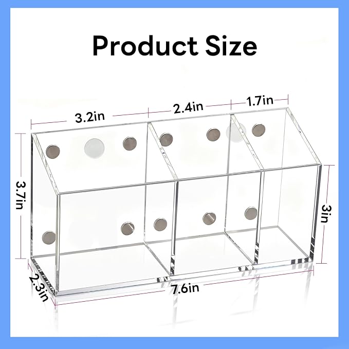 Magnetic Dry Erase Marker Holder for Whiteboard, Non-slip Acrylic Magnet Pen Holder for Fridge Refrigerator,Locker Organizer, Locker Accessories, Pencil Cup for Desk, Marker Organizer