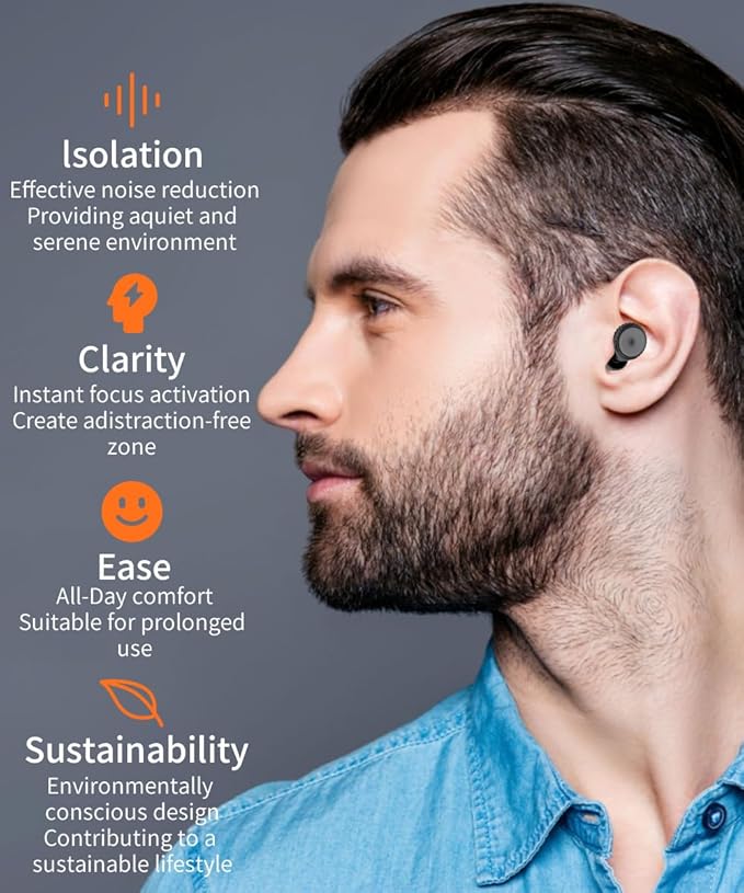 Ear Plugs for Sleeping Noise Cancelling EarPlugs Reusable Ear Concert Protection for Musicians,Rave,Focus,Moto and Sleep 25dB Silicone Earplugs Noise Reduction 8 Pair Ear Tips (XS/S/M/L) Black