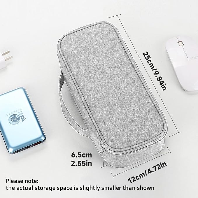 Teskyer Tech Organizer Pouch – Portable Waterproof Electronics Bag with Compartments for Cables, Chargers, Earbuds & Phone (Grey)