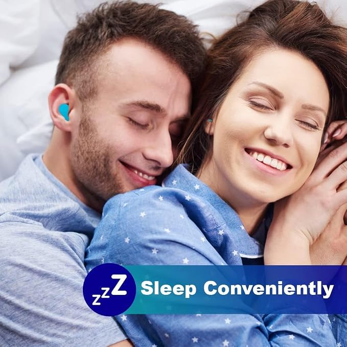 Ear Plugs for Sleeping, Swimming- Soft Noise Cancelling Silicone Gel Wax Earplugs for Sleep and Swimmers, Ear Protection with Sound Blocking Level of 32 Db (Blue, 16 Count (Pack of 1))