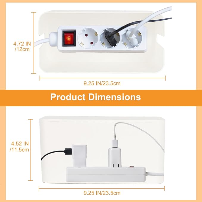Cable Management Cord Cover Wire Hider Box Concealer Organizer Protector System for Home Theater Entertainment Center Office School (Wood White)