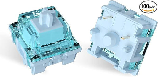 ELUTENG Ice Blue Mechanical Keyboard Switches 100 Pieces 48gf Tactile Switches for Gaming Mechanical Keyboards 5 Pins POM Stem Pre Lubed Key Switches Compatible with MX Mechanical Keyboard Switch Set
