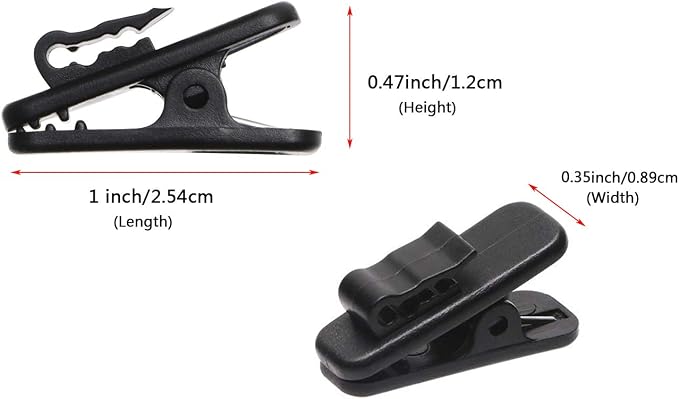 Mini Skater 1 Inch Length Small Earphone Wire Clips Headphone Mount Cable Clothing Clip Earbud Clip to Keep Earphone/Microphone Cord in Place for 1.5mm Wire Diameter Round Wire Earphones,6Pcs (Black)