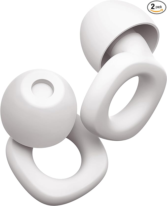 Audree Soft Ear Plugs for Noise Reduction, Reusable Flexible Earplugs for Sleep, Travelling, Focus, Study & Noise Sensitivity, 28dB Noise Cancelling, 8 Silicone Ear Tips in XS/S/M/L, White