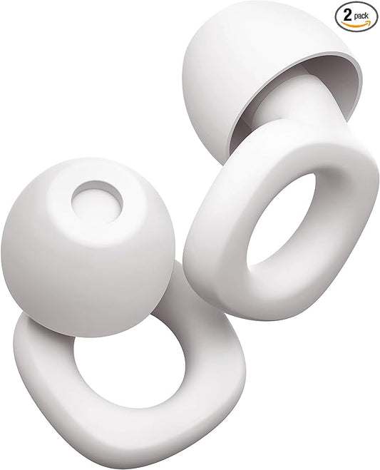 Audree Soft Ear Plugs for Noise Reduction, Reusable Flexible Earplugs for Sleep, Travelling, Focus, Study & Noise Sensitivity, 28dB Noise Cancelling, 8 Silicone Ear Tips in XS/S/M/L, White