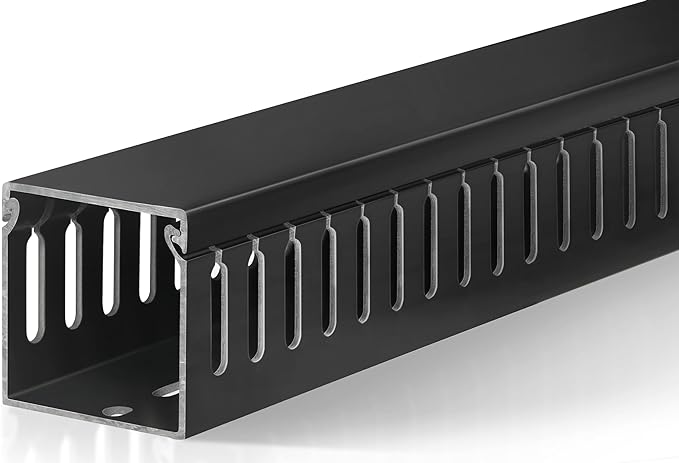 2" H x 2" W Cable Raceway, 132in Under Desk Wire Management Channel, Black | Slotted Wire Duct, 8Pack, 16.5in Each, Heavy-Duty PVC Cable Management for Server Racks, Network Cables & Electrical Cabinets