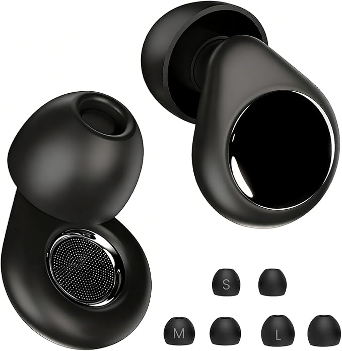 Silicone Ear Plugs, 45dB Noise Cancelling, Reusable Black Earplugs for Sleeping | 6 Replacement Tips Included, Noise Reduction for Snoring, Concerts, Airplane & Side Sleepers, Obsidian Black