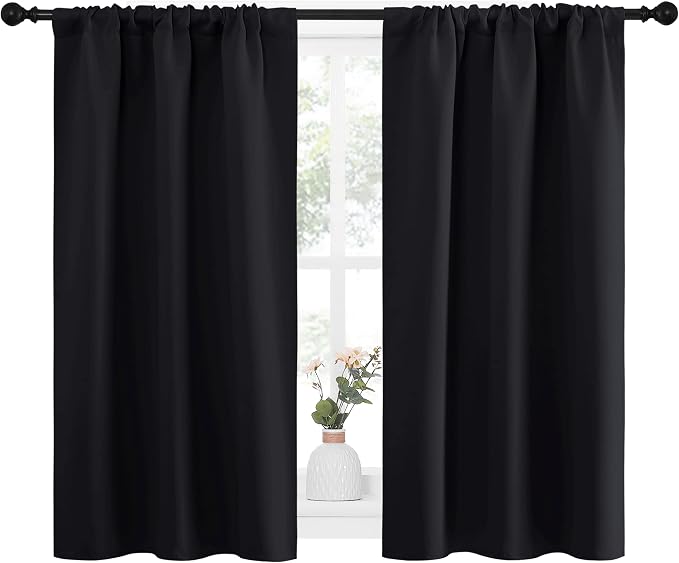 NICETOWN Black Out Curtain Panels for Kitchen - Energy Smart Decoration Thermal Insulating Blackout Drapes/Draperies for Small Window (2 Panels, 34 inches Wide by 45 inches Long)