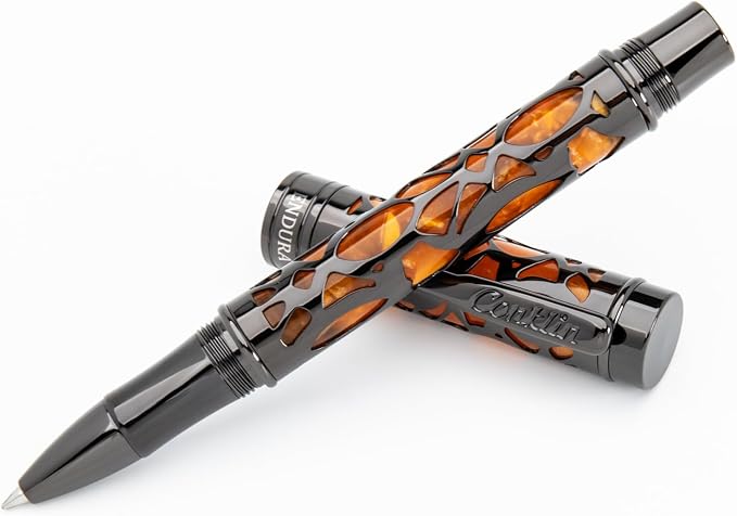 Conklin Endura Deco Crest Rollerball Pen in Orange with Rose Gold Accents – Refillable Rollerball Writing Instrument by Conklin Pen Company
