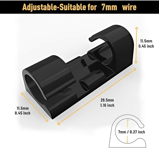 Cable Clips with Strong Self-Adhesive, XIAOXI Cable Management TV PC Wire Holder Sticky Tidy and Organizer Cord and Wires - 40 Pcs (Black)