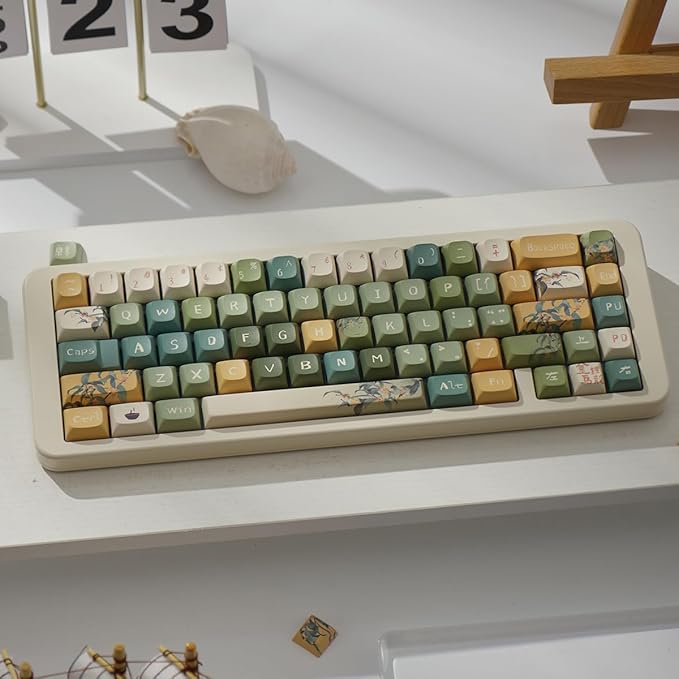 Sumgsn 156 Keys PBT Custom Keycaps URE Profile Dye Sub Keycap Set Fit for 60% 65% 75% 95% Cherry Mx Switches Mechanical Keyboard