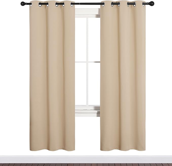 NICETOWN Room Darkening Curtain Panels for Cafe, Thermal Insulated Grommet Room Darkening Draperies/Drapes for Window (Biscotti Beige, 2 Panels, W34 x L72 -inch)