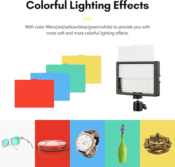 Andoer Desktop USB Video Conference Lighting Kit with LED Video Light 3200K-5600K Dimmable + Desk Mount Metal Light Stand + 360° Rotatable Ballhead + 5 Color Filters for Live Streaming Video