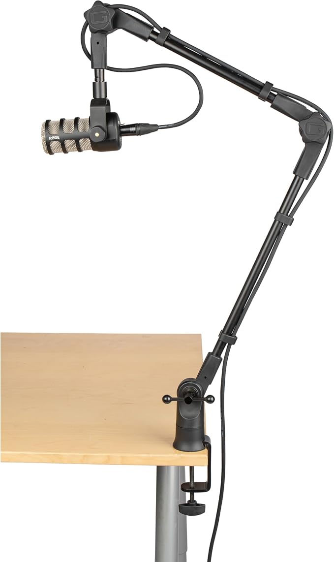Gator Frameworks Slim Profile Desk-Mounted Mic Stand Boom Arm for Broadcasts, Podcasts, Content Creation, Live Streaming, & Similar Applications (GFWMICBCBM0500)