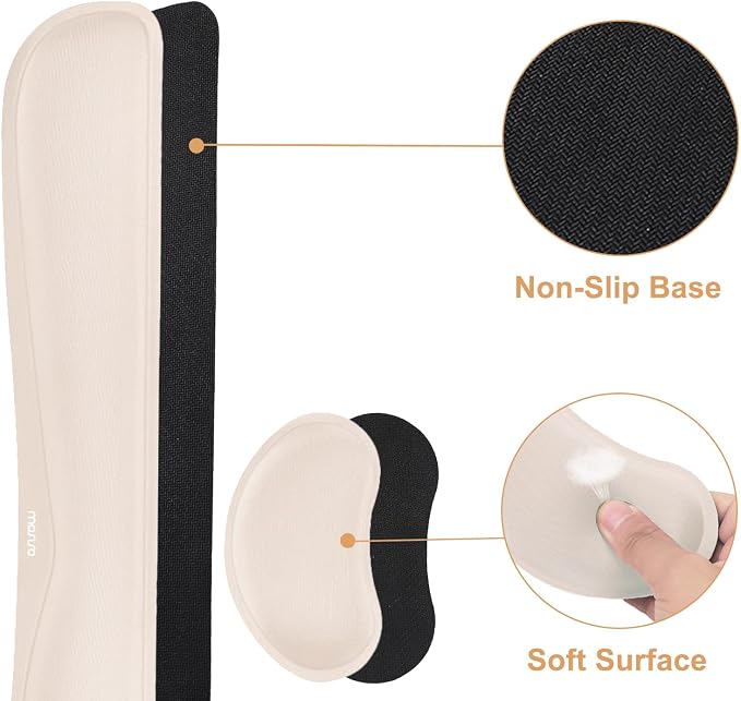 MOSISO Keyboard Mouse Pad Set, Gaming Mouse Pad&Keyboard Wrist Rest&Wrist Rest, Ergonomic Wristrests with Memory Foam Home Office Easy Typing Cushion Non-Slip Mousepad, Apricot