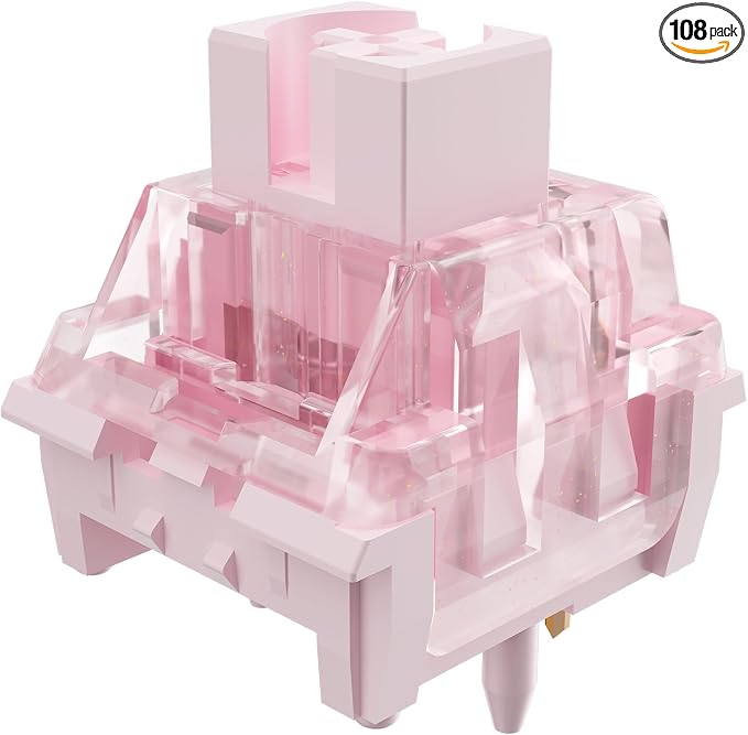 Zhouwang Rose Keyboard Switches, 5-Pin Tactile pre-Lubricated switches, Dustproof and Water-Resistant, Suitable for Mechanical Gaming Keyboards.(108Pcs)