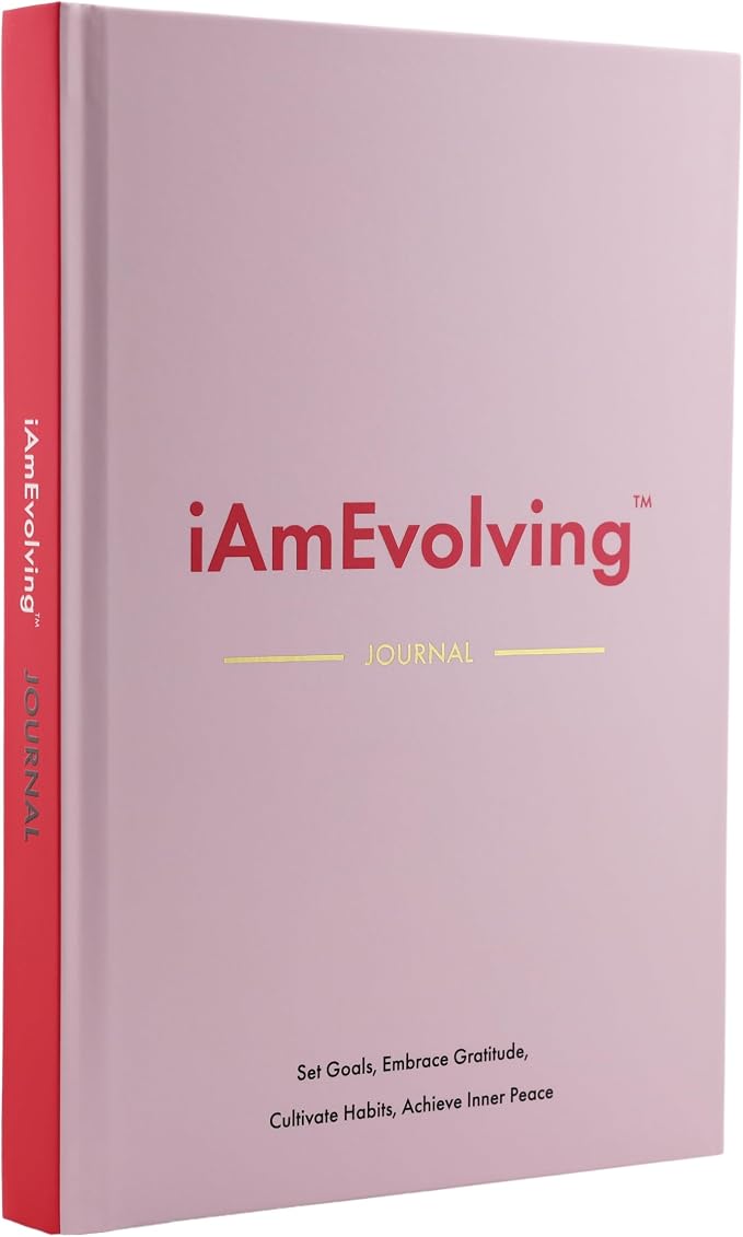 Daily Gratitude, Goal Setting & Habit Tracker Journal for Women & Men with 9-Point Emotional Wellness Scale — iAmEvolving™ 288-Page Hardcover Personal Growth Planner (Misty Rose Cover)