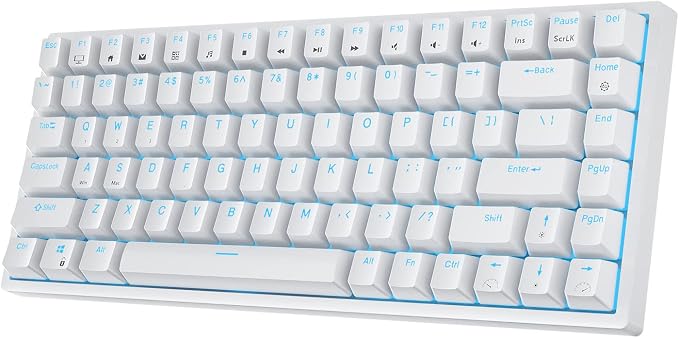 RK ROYAL KLUDGE RK84 Wireless Blue Backlit 75% Triple Mode BT5.0/2.4G/USB-C Hot Swappable Mechanical Keyboard, 84 Keys Tenkeyless Mechanical Keyboard w/Programmable Software, Blue Switch